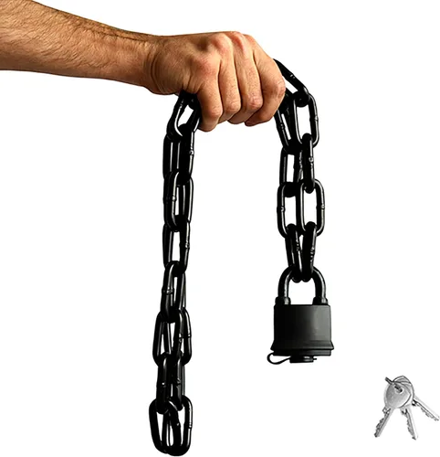 Urban August Cadena de seguridad endurecida de 0.315 pulgadas de grosor con un bloqueo de almohadilla resistente a la intemperie – Cerradura de Negro