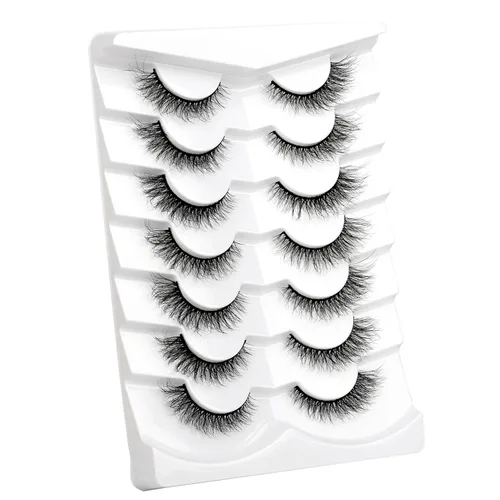 Miniatura 559 de Pooplunch - Pestañas postizas finas de visón sintético, estilo ojo de gato, naturales, cruzadas, tipo racimo, efecto 8D de volumen, tiras