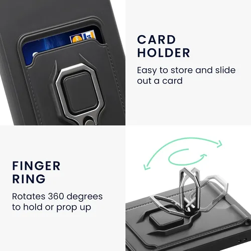 Miniatura 4 de kwmobile Funda de plástico compatible con Xiaomi Redmi Note 11 / Note 11S - Funda con soporte de metal con ranura para tarjetas - Verde musgo