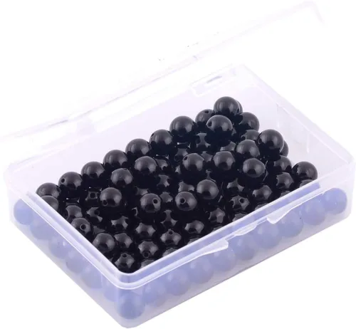 Miniatura 4 de Cuentas de piedra natural, 100 cuentas redondas de obsidiana negra de 0.315 pulgadas (0.315 in), cuentas sueltas de piedra auténtica