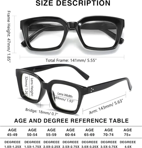 Miniatura 2 de Lentes de lectura cuadrados de estilo moderno con bisagra de resorte, bloqueo de luz azul para hombres y mujeres