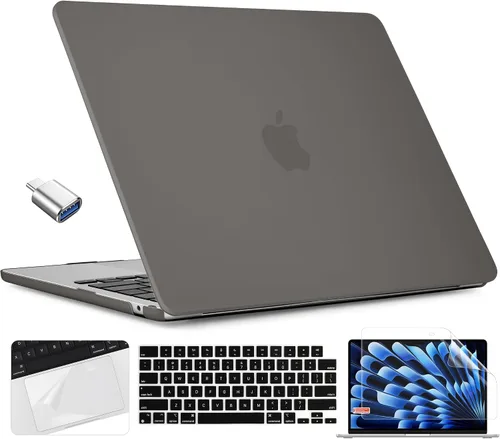 Miniatura 30 de TWOLSKOO Compatible con funda para MacBook Air M4 de 15 pulgadas versión 2025-2023 M4 A3241 M3 A3114 M2 A2941, carcasa rígida de plástico y Cristal