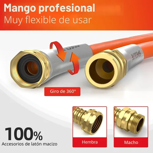 Miniatura 6 de SPECILITE Manguera de jardín de 50 pies x 5/8 pulgadas, manguera de agua resistente, flexible y ligera, explosión de 600 psi, manguera de goma 5/8
