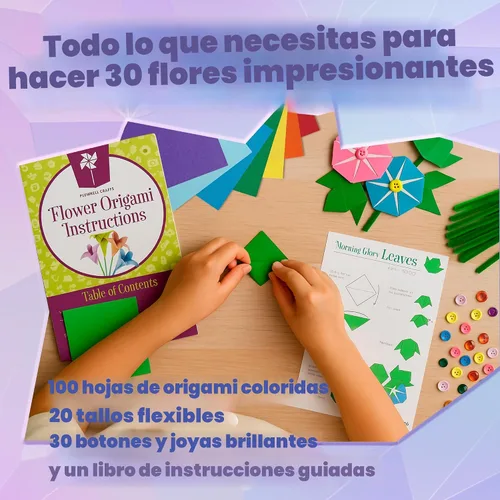 Miniatura 3 de Kit de origami de flores de Pinwheel Crafts para niños de 8 a 12 años Kit de papel de origami de 150 piezas con papeles de doble cara multicolor