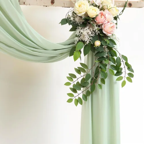 Miniatura 3 de Tela drapeada para arco de boda, 2 paneles de 19 pies, cortinas de arco verde salvia, cortinas de tela de gasa para decoración de arco de boda