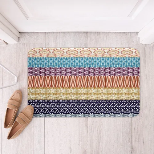 Miniatura 4 de Tapetes de baño bohemios a rayas para baño, 16 x 24 pulgadas, alfombras de baño bohemias para niños y niñas, decoración folclórica floral exótica