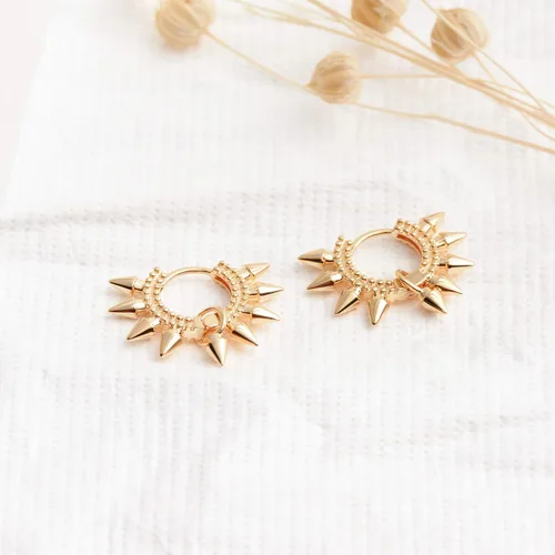 Miniatura 6 de VACRONA - Aretes tipo arracadas para mujer, chapados en oro de 14 quilates, diseño de aro de arracada