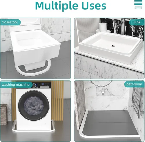 Miniatura 6 de Barrera de agua para umbral de ducha, protector de salpicaduras de silicona autoadhesivo, protector de agua plegable para fregadero de cocina