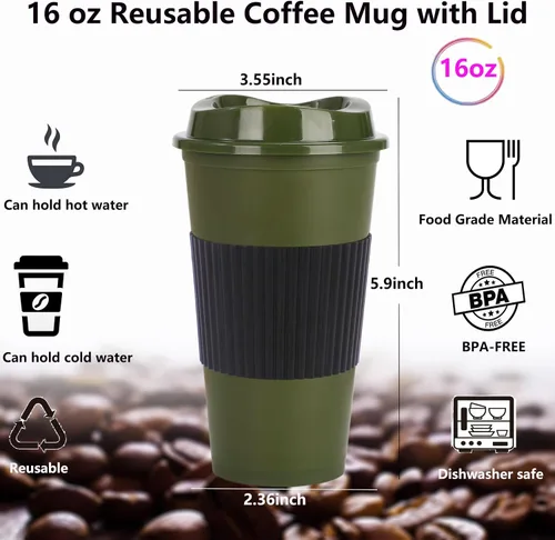 Miniatura 2 de Paquete de 20 tazas de café reutilizables con tapas, vasos de plástico de 16 onzas, taza de viaje para café helado para adultos y mujeres, bebidas