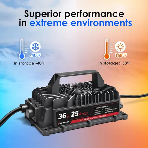 Miniatura 5 de EPOWREY - Cargador de batería de litio para carrito de golf de 25 amperios para batería LiFePO4 de 36 voltios/43.8 V (38.4 V) para carrito de golf