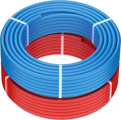 Miniatura 10 de VEVOR Tubo de PEX de 1/2 pulgada, 2 x 100 pies, tubo de tubería flexible PEX-A sin barrera de oxígeno para agua potable, para agua caliente/fría