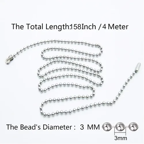 Miniatura 7 de Ceiling Fan Pull Chain Extender,Each Chain Length 158-inch(4 Meter) with 12 Connectors,Standard 3 mm Diameter Beaded Ball, Fit for Pull String Light