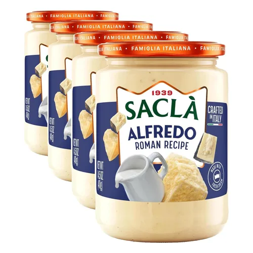 Miniatura 9 de SACLA Alfredo - Salsa de pasta con pesto de albahaca Salsa cremosa italiana para pasta blanca con queso y albahaca Tarro de vidrio de 14.5 onzas