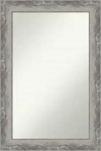 Miniatura 315 de Amanti Art Espejo de baño plateado para sobre el fregadero, 24 x 24 pulgadas, espejo cuadrado de peltre forjado a medida, marco de madera casual