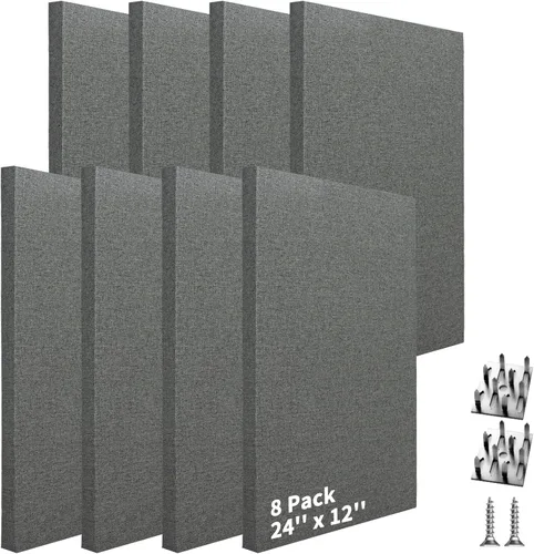 Miniatura 11 de Art3dwallpanels 4 PCS Paneles Acústicos, 24''x12'' Paneles de Pared de Tela Insonorizados, Paneles de Absorción de Sonido de Montaje Fácil con Gris