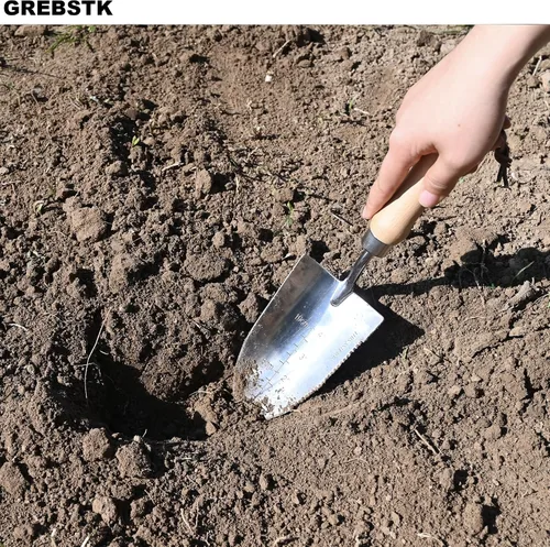Miniatura 5 de GREBSTK - Palas de jardinería de acero inoxidable para trasplantar en jardín, palas de profundidad, marcado, medición, herramienta para quitar