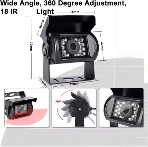 Miniatura 6 de Monitor de pantalla LCD TFT de 7 pulgadas para automóvil, kit de cámara de respaldo con cable de 49.2 ft para 18L/ ED IR Cam 10M
