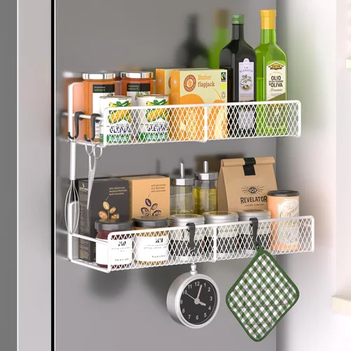 Miniatura 8 de Estante magnético para especias para refrigerador, paquete de 7 estantes magnéticos fuertes 100% de metal, organizador de especias con soporte