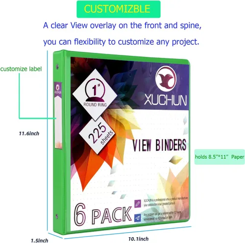 Miniatura 2 de XUCHUN Carpeta de 3 anillos de 1 pulgada, carpeta transparente con 2 bolsillos, capacidad para 225 hojas de papel de 8.5 x 11 pulgadas, cubierta