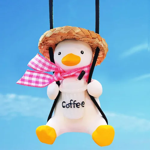 Miniatura 13 de Adorno colgante de pato oscilante para automóvil, bonito colgante de decoración de coche para accesorios de espejo retrovisor, regalo del día de San