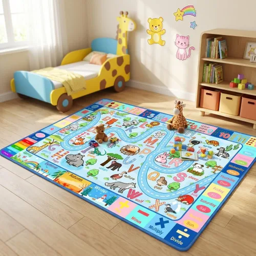 Miniatura 14 de Alfombra de mapa de carreteras, 2.5 x 4 pies, alfombras para niños, para sala de juegos, alfombra de automóvil, alfombra de guardería, alfombra