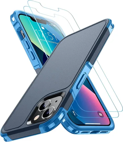 SPIDERCASE Funda diseñada para iPhone 13, protección contra caídas de grado militar de 10 pies, con 2 protectores de pantalla de vidrio templado,