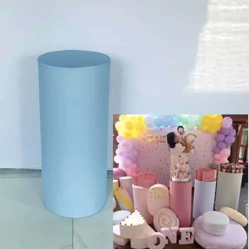 Fundas cilíndricas azules para decoración de fiestas, color azul claro, fundas de pedestal para niños, baby shower, fiesta de cumpleaños, banquete,