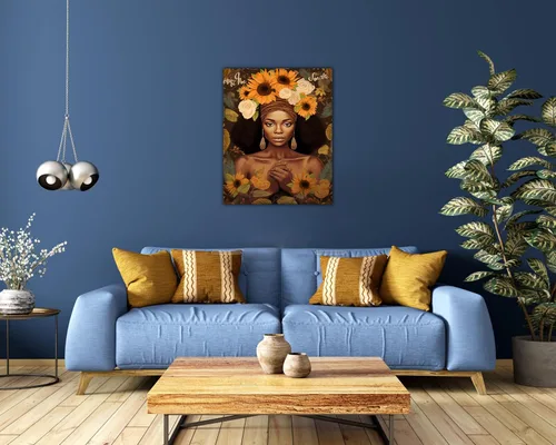 Miniatura 161 de Arte de pared afroamericano, decoración de rey y reina bailarín negro para sala de estar, arte de pareja de amor negro para dormitorio, lienzo