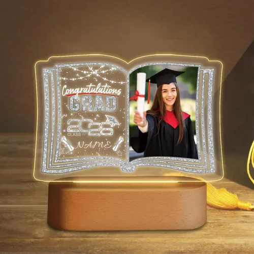 Regalos de graduación personalizados luz nocturna con nombre de foto, lámpara LED de graduación personalizada 2026 para mujeres y hombres, regalos