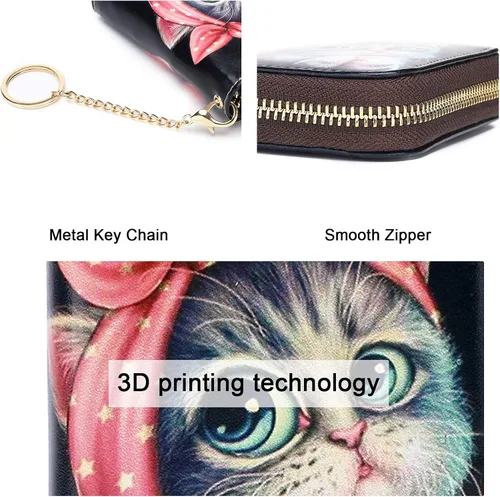 Miniatura 4 de APHISON - Tarjetero con protección RFID, carteras , funda para tarjetas de cuero con cremallera para mujerniñacaja regalo