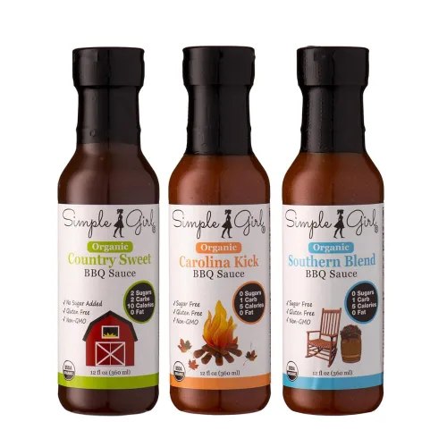 Simple Girl Salsa barbacoa orgánica - Carolina, Country Sweet, Southern Blend - Orgánica, sin gluten, vegana, paleo, keto, apta para dietas, 12