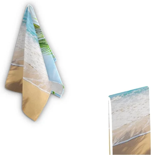 Miniatura 8 de Pfrewn Juego de 2 toallas de baño de mano de playa con hojas de árbol de palma, toallas de baño de 16 x 30 pulgadas, suaves y absorbentes, toallas