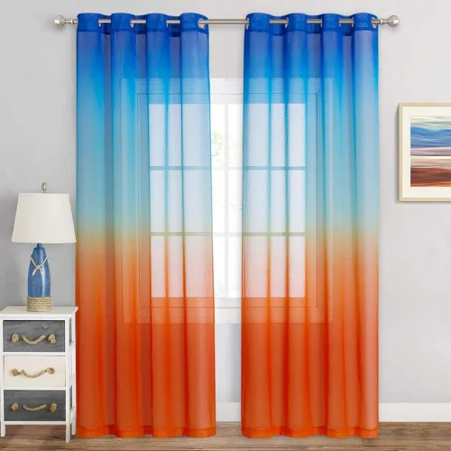 Miniatura 28 de NICETOWN Cortinas de lino sintético degradado para sala de estar, estilo noble con ojales, cortinas semitransparentes para niños, cortinas de Morado