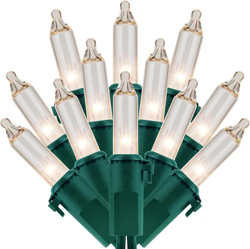 Miniatura 10 de 200 luces de Navidad naranjas, paquete de 2 hebras de 100 luces, 33 pies de cable marrón, luces de cadena de Halloween con certificación UL (naranja)