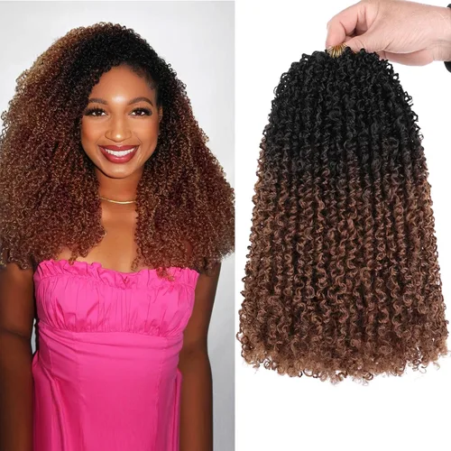 Miniatura 45 de Unionbeauty - Paquete de 8 trenzas de ganchillo Yanky Twist de 6 pulgadas, 8 paquetes, color negro natural, micro Passion Twist, extensiones