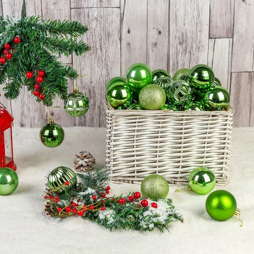 Miniatura 130 de AMS Esferas de Navidad de 2.36 pulgadas/60mm, 34 unidades, adornos grandes, decoraciones para fiestas, inastillables, colgantes festivos para Negro