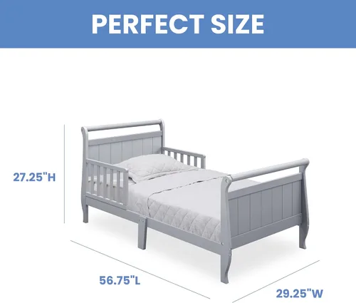 Miniatura 3 de Delta Children - Cama de madera estilo carruaje para niños pequeños, color gris