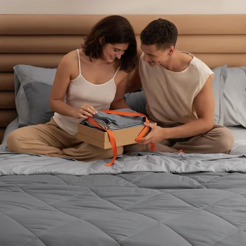 Miniatura 8 de Bedsure - Juego de edredón tamaño completo de 7 piezas reversible en gris, juego de ropa de cama tamaño completo para todas las estaciones, ropa