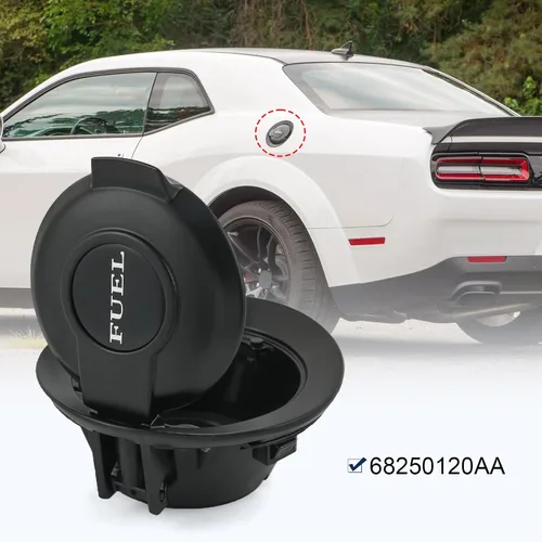 Miniatura 3 de Puerta de combustible de gas negra mate edición de vapor de repuesto para puerta de llenado de combustible 68250120AA de Dodge Challenger 2008-2023