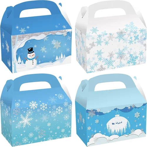 Miniatura 8 de Paquete de 24 cajas de regalo de fiesta de Navidad, 3D de pan de jengibre con impresión de Navidad para la casa, cajas de regalo para Navidad