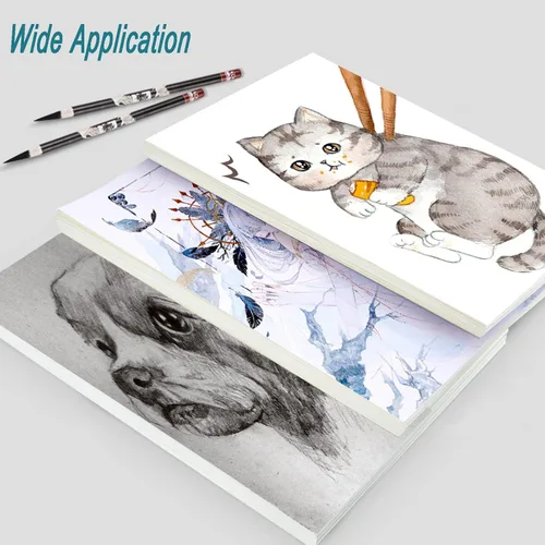 Miniatura 3 de 82 hojas de papel de acuarela de 8.11 oz/m²/110 libras de algodón grueso blanco roto, papel de dibujo de acuarela para pintura, obras de arte