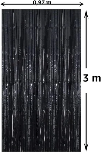 Miniatura 6 de GOER - Cortinas de tiras metálicas/oropel para fiestas, telón de fondo para fotos, Halloween, cumpleaños, decoración de bodas, de 3.2 x 9.8 pies