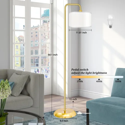 Miniatura 4 de [Actualizada] Lámpara de pie LED para sala de estar, lámpara de pie de 3 temperaturas de color con interruptor de pie, lámpara de pie moderna alta