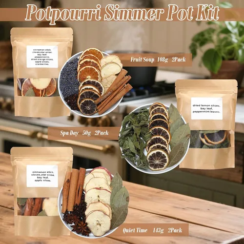 Miniatura 3 de Siifert Paquete de 12 Popurrí Navideño para Estufa Kit de Olla Hirviente de Invierno Navidad Rodajas de Naranja Seca Rama de Canela Ambientador