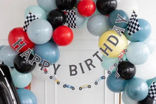 Miniatura 2 de Vintage Racing Cars Birthday Banner Set 2ct