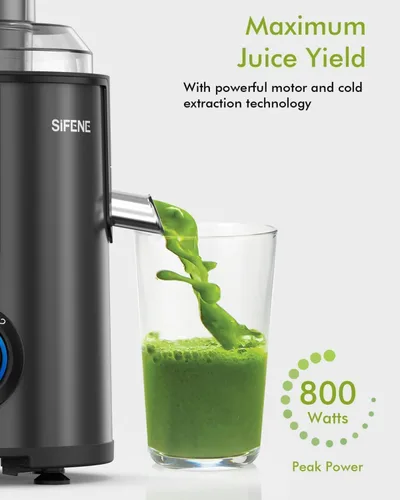 Miniatura 4 de SIFENE Exprimidor centrífugo, extractor de frutas y verduras enteras de potencia máxima de 1300 W, boca de 3.2 pulgadas de ancho, 3 velocidades