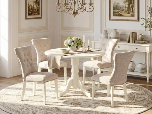 Miniatura 2 de East West Furniture DLGA3-AWA-03 - Juego de mesa de comedor de 3 piezas que contiene una mesa de cocina redonda con gotas y 2 sillas Parson, 42 x 42