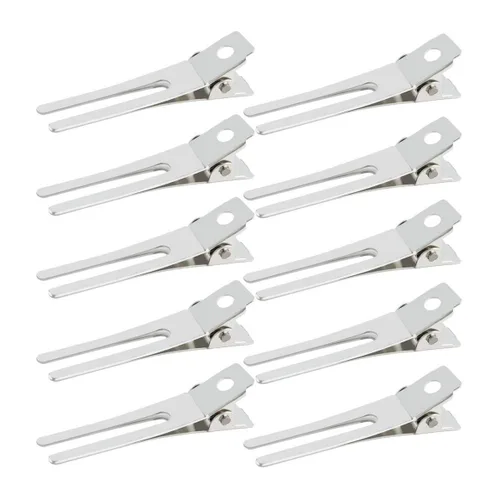 Miniatura 8 de Wobe - Juego de 50 pinzas de doble punta para peluquería, horquillas de cocodrilo de metal de 4,5 cm para peinado con lazo, pinzas para peinado