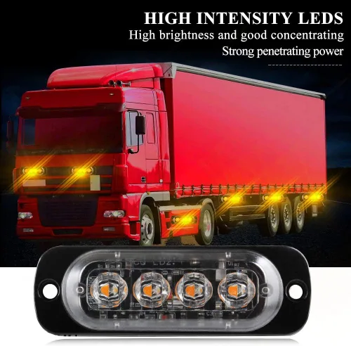 Miniatura 3 de 4 luces estroboscópicas de emergencia ultrafinas de 4 LED, montaje en superficie universal, 12-24 V, advertencia de emergencia, baliza