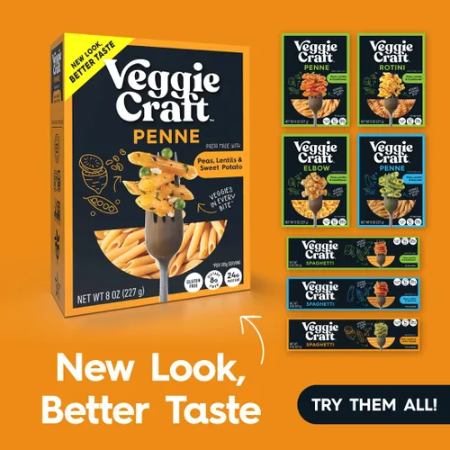 Miniatura 6 de Veggiecraft Farms Penne Pasta - Pasta baja en carbohidratos, alta en proteínas, hecha con batata, lentejas y guisantes, sin gluten, fideos de pasta